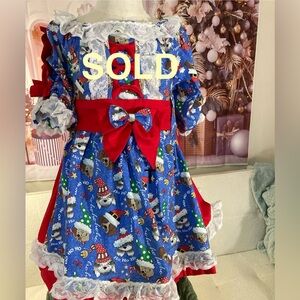 Festive Blue and Red Kids Costume Dress